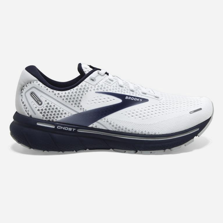 Tênis De Corrida De Estrada Brooks Ghost 14 Cushioned Masculino Brasil - Branco / Cinzentas / Azul M